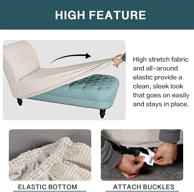 FantasDecor Chaise Lounge Cover Stretch Armless Chair Slipcover - Image 5