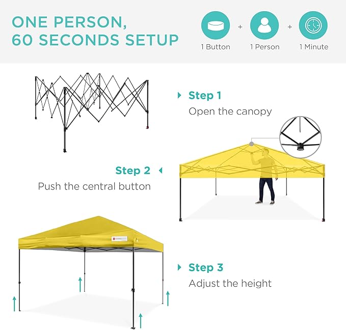 Best Choice Products 12x12ft Pop Up Canopy Tent, Outdoor Shade, 1 Person 1 - Image 2