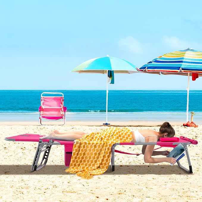 GYMAX Tanning Chair, 330LBS Beach Lounge Chair - Image 2