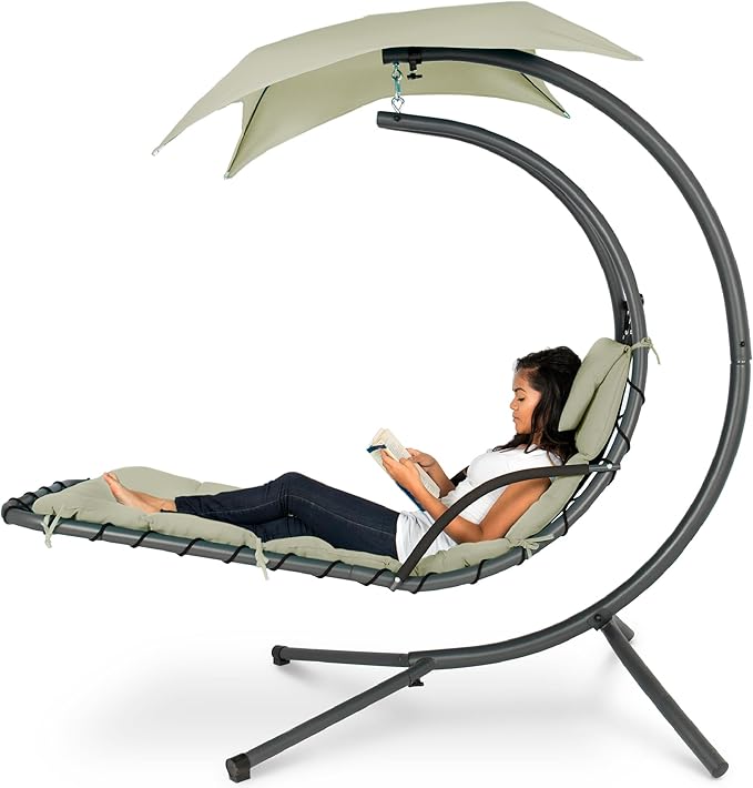 Best Choice Products Outdoor Hanging Curved Steel Chaise Lounge Chair Swing by BestChoiceProducts