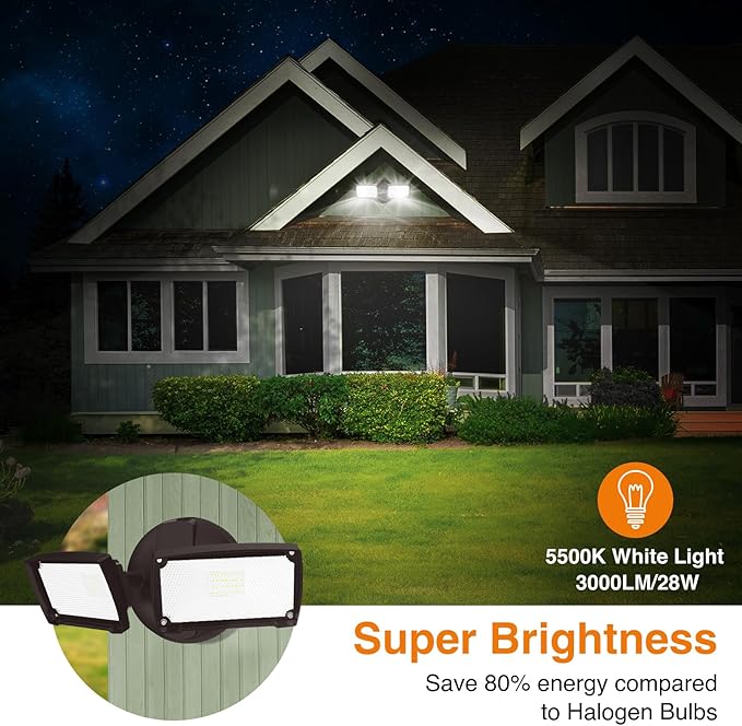 LEPOWER 3000LM LED Flood Light Outdoor, Switch Controlled LED Security Light - Image 3