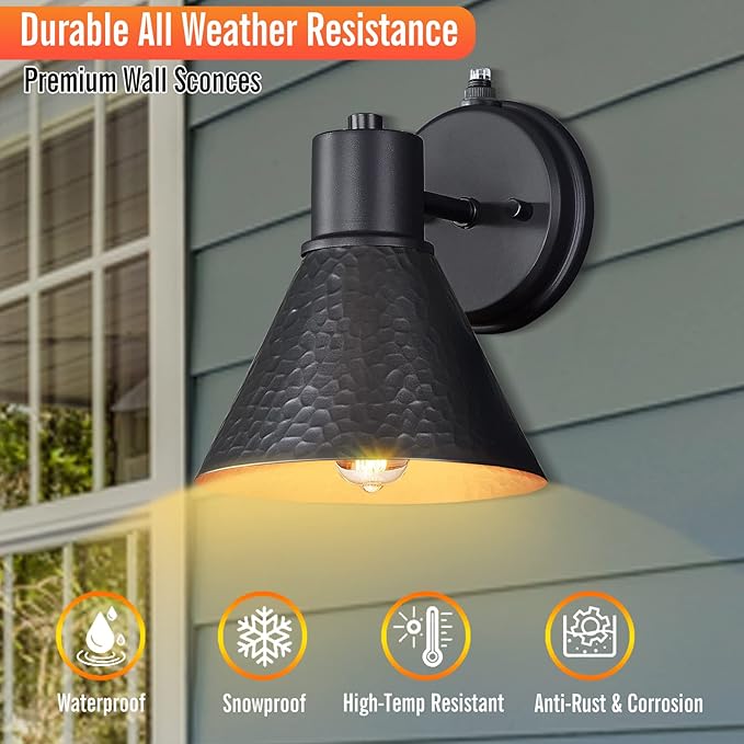 2 Pack Dusk to Dawn Outdoor Wall Sconces, Exterior Farmhouse Barn Light - Image 4