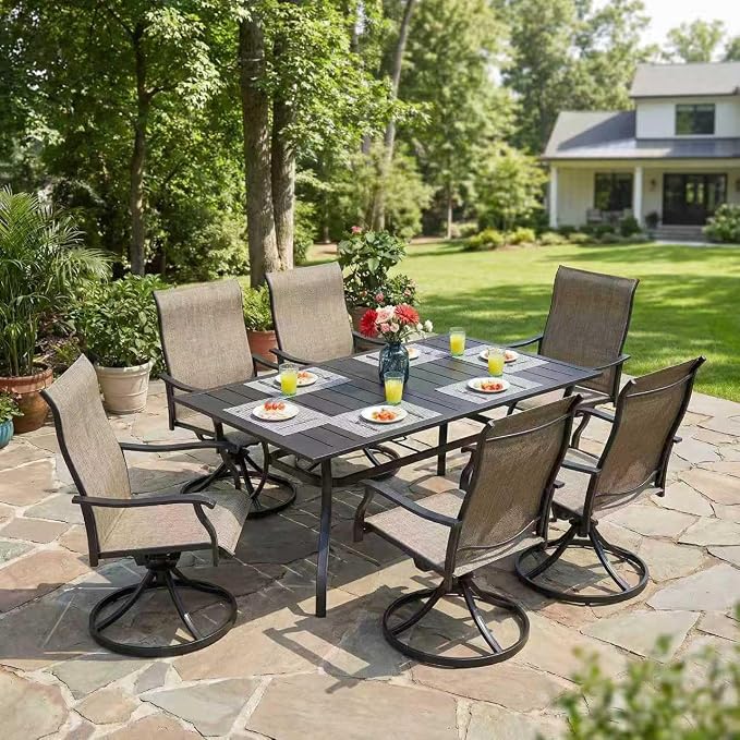 Sour Citrus Rectangular Outdoor Metal Patio Dining Table - Image 7