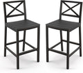 Outdoor Bar Stools Set of 2, 26 Inch Black HDPS Top and Bronze Leg Patio by COZYMAN