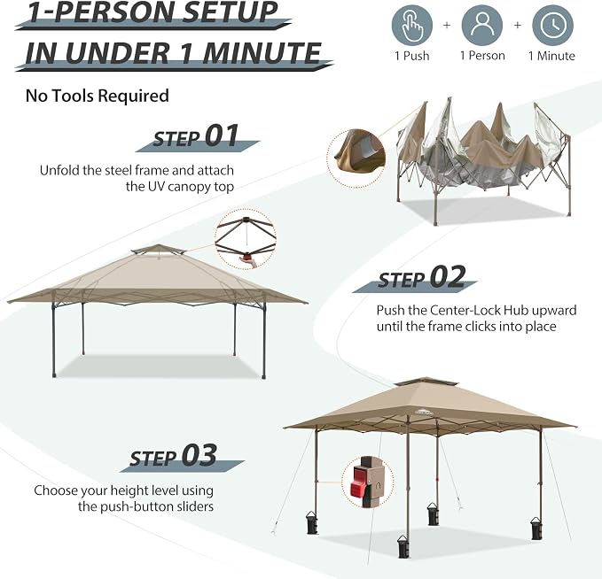EAGLE PEAK 13x13 Straight Leg Pop Up Canopy Tent Instant Outdoor Canopy Easy - Image 2