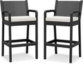 Outdoor Bar Stools Set of 2, Wicker Bar Chair by RELJOFUM