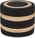 Wimarsbon 18'' Ottoman Pouf, Natural Braided Poof, Rustic Handweave Lounge by Wimarsbon