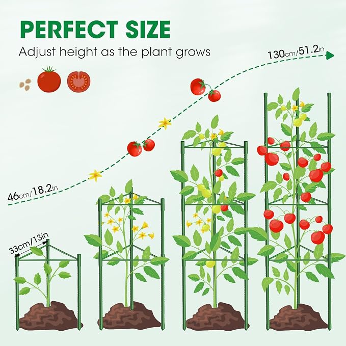 3 Pack Tomato Cages, 51.2in Tomato Plant Support Stakes Heavy-Duty, Garden - Image 4