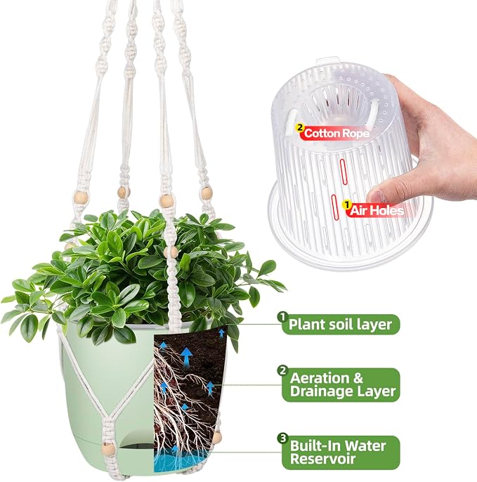 2-Pack 5.7-Inch Self-Watering Hanging Planters - Image 4