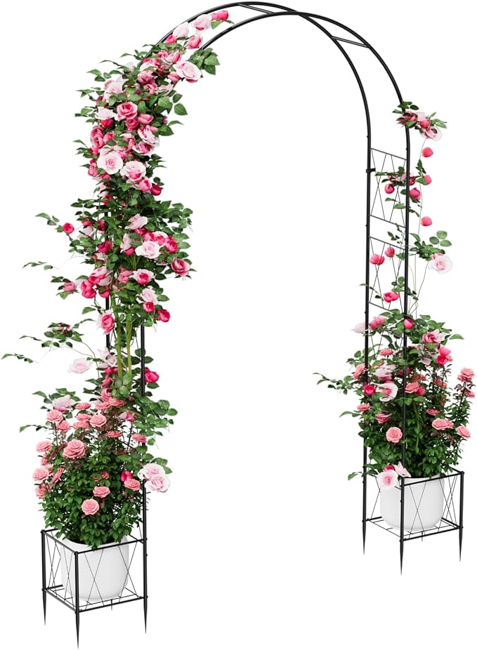 Metal Garden Arch Trellis for Climbing Plants Outdoor, 8.2FT Garden Arbors by Luplom
