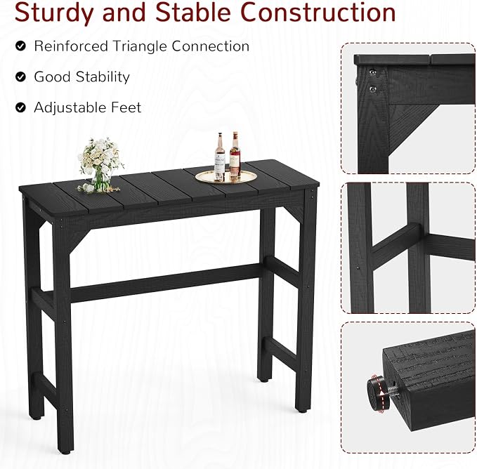 Stoog 3-Pieces Patio Bar Set, All-Weather HIPS Outdoor Bar Stools Set of 2 - Image 5