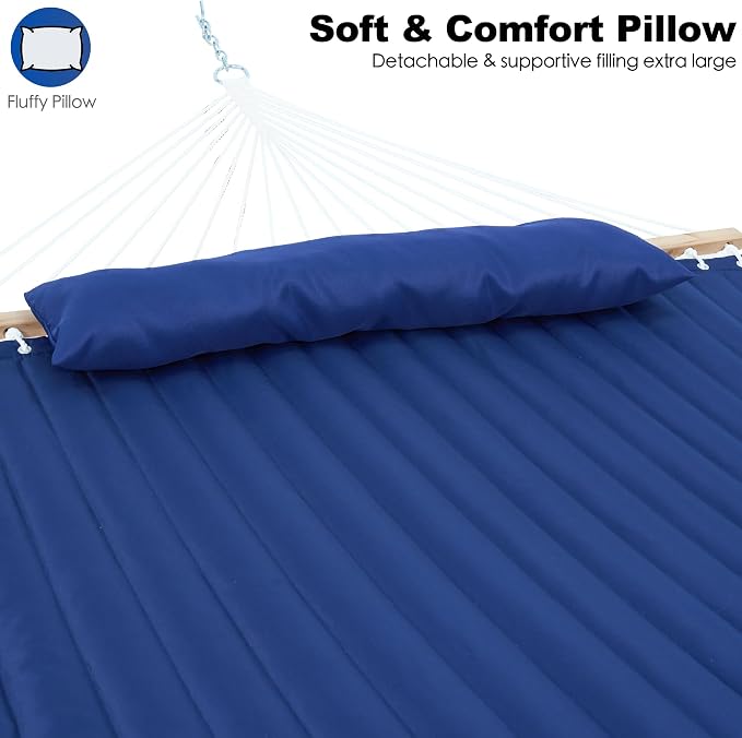 2 Person 12FT Hammocks for Outside, Double Quilted Fabric Outdoor Hammock - Image 3