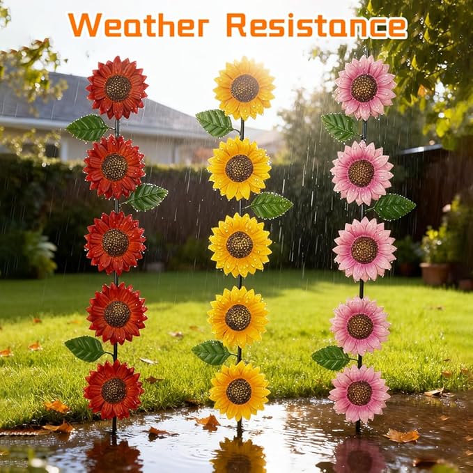 3 Pack Sunflowers Garden Stakes Decor, Metal Yard Art Decorative Garden Stakes - Image 4
