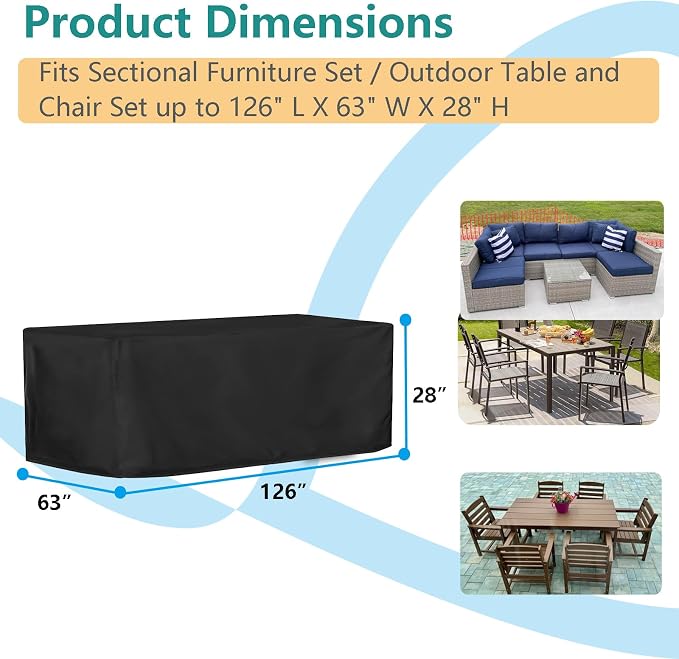 Oslimea Patio Furniture Set Cover 600D Outdoor Sectional Sofa Set Covers - Image 2