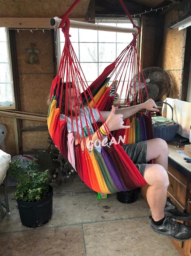 Hammock Chair Large Hammock Swing, 110 x 150cm Load 150kg, Cotton Hammock Chair - Image 7
