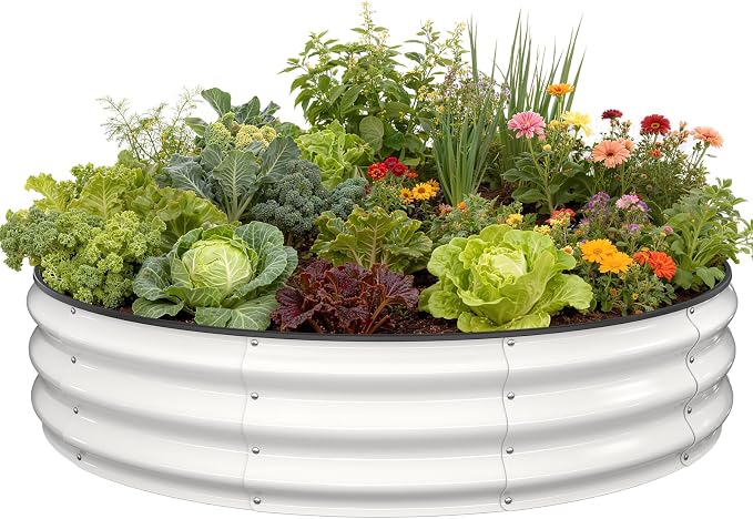 Galvanized Raised Garden Bed 4×4×1 FT, Round Metal Raised Garden Bed Outdoor by Pattiumo