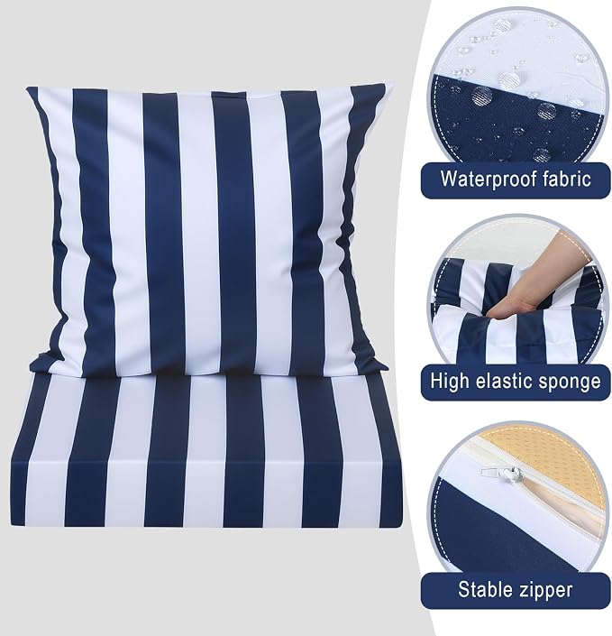 Hoteam 6 Set Outdoor Chair Cushions 20 x 20 Inch Patio Cushions Deep Seat - Image 3