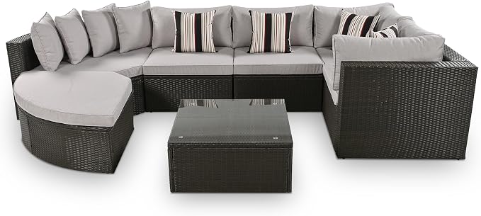 Merax 7-Piece Outdoor Wicker Sectional Sofa Set, Modular Rattan Conversation Set - Image 7