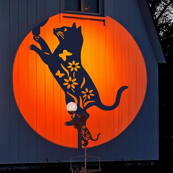 Cat Solar Lights Outdoor Garden Decor, 40” Black Cat Stake - Image 4