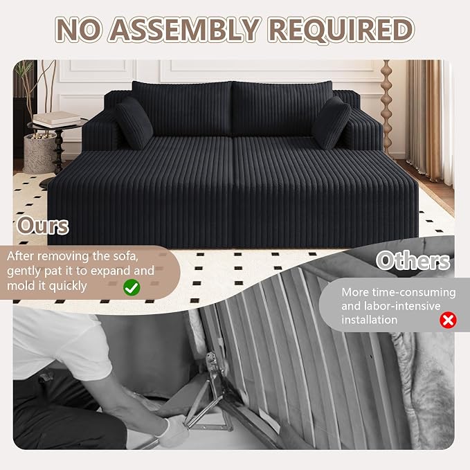 ODUWA Oversized Double Chaise Lounges Indoor, Upholstered Boneless Cloud - Image 6