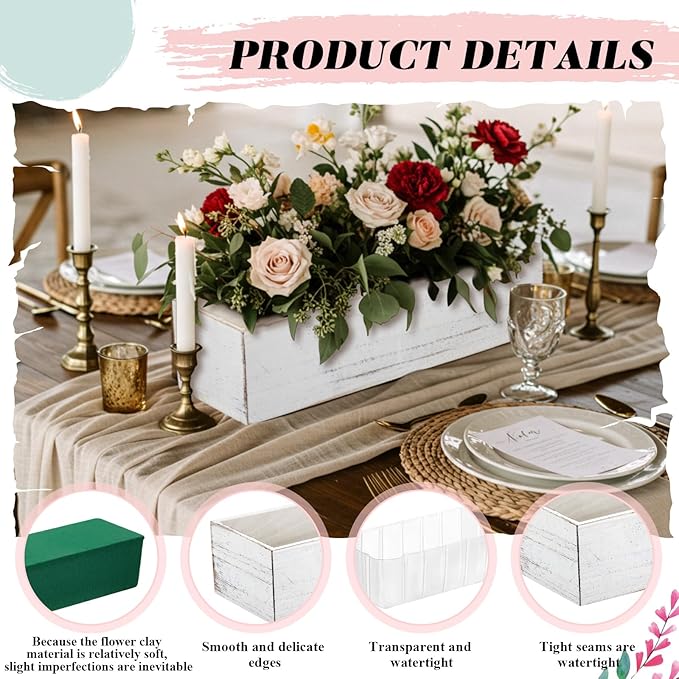 Dandat 1 Set Wood Boxes for Centerpieces 12x4 Inch Rectangle Wooden Planter Box - Image 3