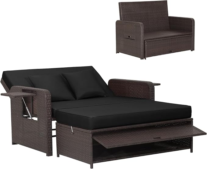 HAPPYGRILL Patio Rattan Wicker Daybed by HAPPYGRILL