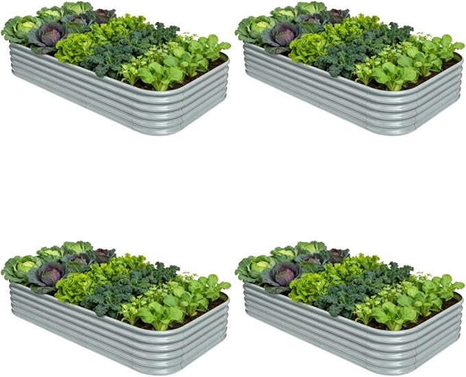 4-Pack Galvanized Raised Garden Bed 8x4x1.5 | 10x2x1.5 ft, Modular Raised by Annoell