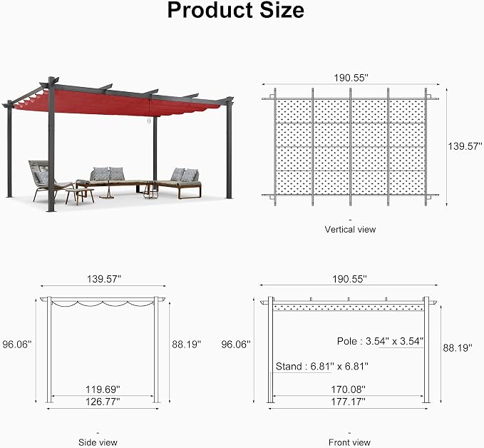 PURPLE LEAF 12' X 16' Outdoor Pergola - Image 6