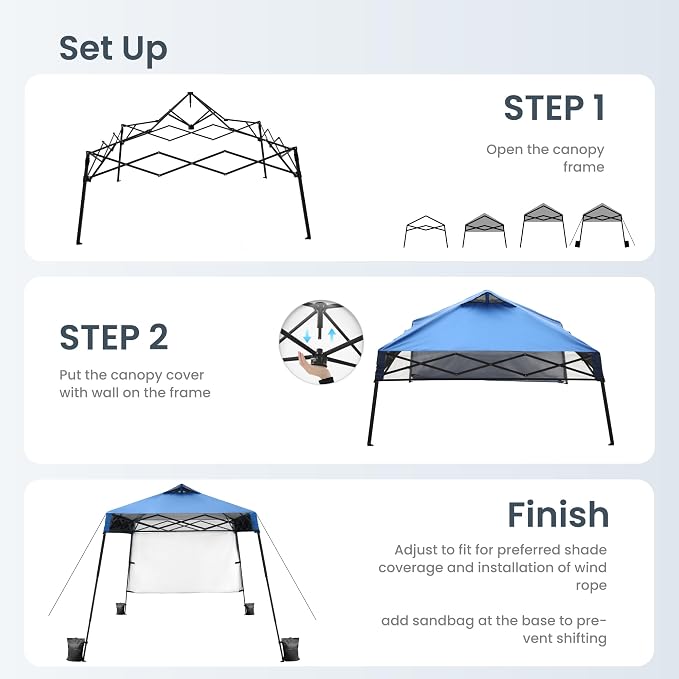 PHI VILLA 8x8ft Pop Up Canopy Tent Instant Portable Shelter One Push Tent Canopy - Image 7