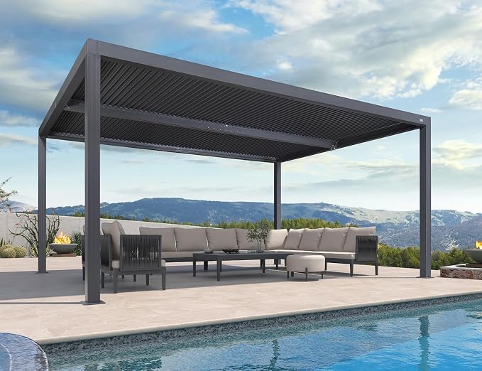 PURPLE LEAF Louvered Pergola 94AS 12' x 16' Outdoor Aluminum Pergola - Image 2