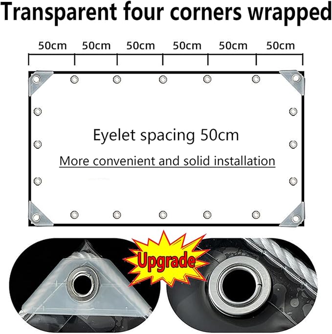 Clear Tarps with Grommets, 6x6.5ft Heavy Duty Waterproof Resistant Transparent - Image 7