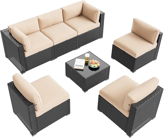 Aoxun Patio Furniture Set, 7 Piece Outdoor Sectional Sofas - Image 9
