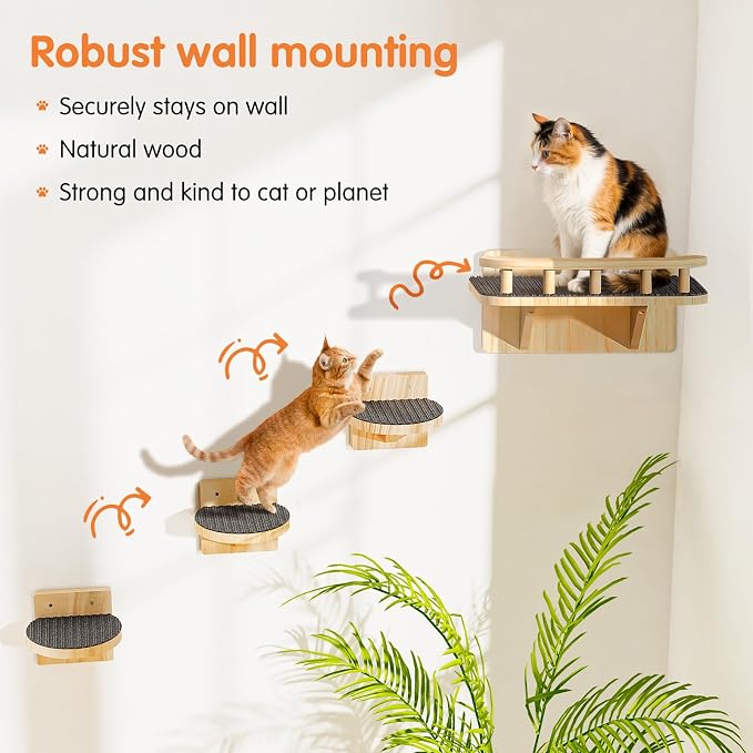 Cat Wall Shelves with 3 Steps, Floating Cat Shelves - Image 3