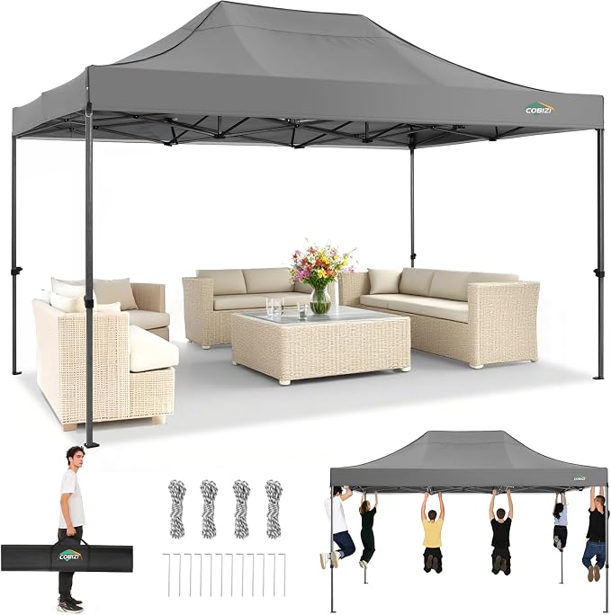 COBIZI 10x15 Pop up Canopy Tent Heavy Duty Without Sidewalls, Easy Set-up by COBIZI
