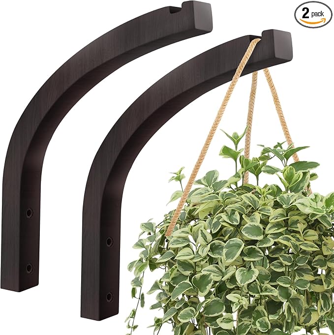 Stylish Wooden Plant Hanger – 2 Pack, 8-Inch Indoor/Outdoor Wall Hooks by DSJIFGEW