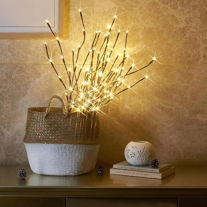 Vanthylit 3PK 30" Brown Lighted Twig Branches Pathway Light 60 LED Warm White - Image 8