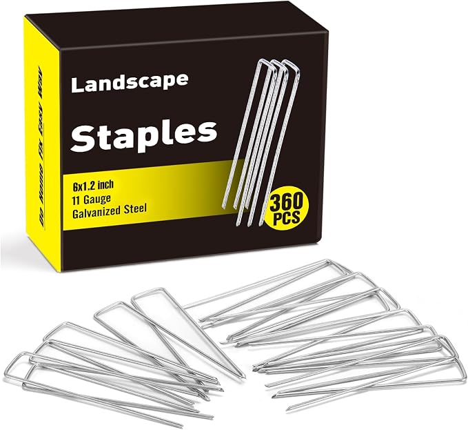 HongWay 360 Pack 6 Inch Landscape Staples, Galvanized Garden Staples 11 Gauge by HongWay
