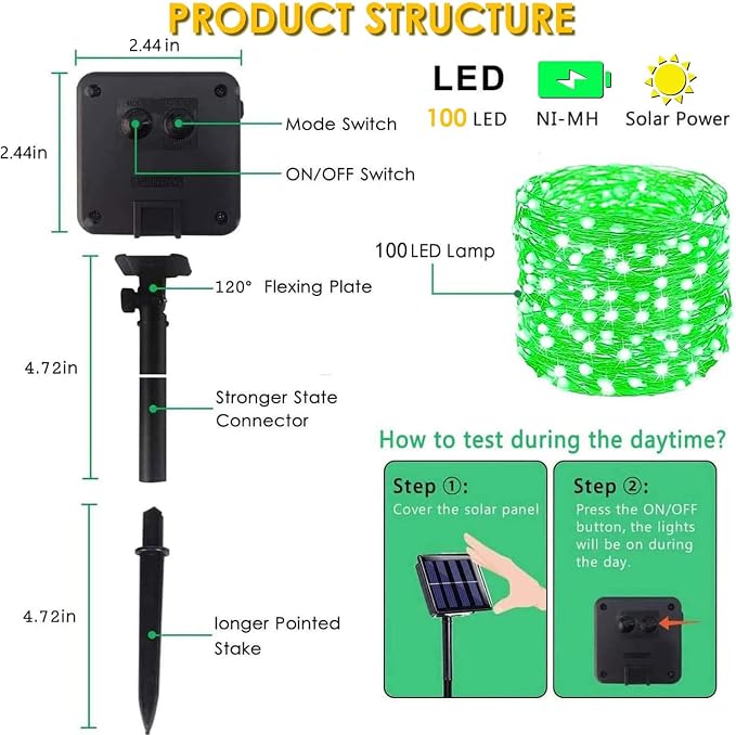 Solar String Lights Outdoor, 2 Pack 80FT 200 LED Solar Halloween Twinkle Lights - Image 4