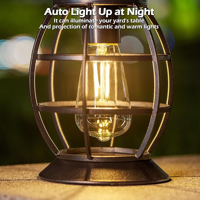 LeiDrail Solar Lantern Outdoor Hanging Solar Lights Metal LED Waterproof - Image 3