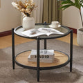 VINGLI 25.6" Black Rattan Modern Coffee Table by VINGLI