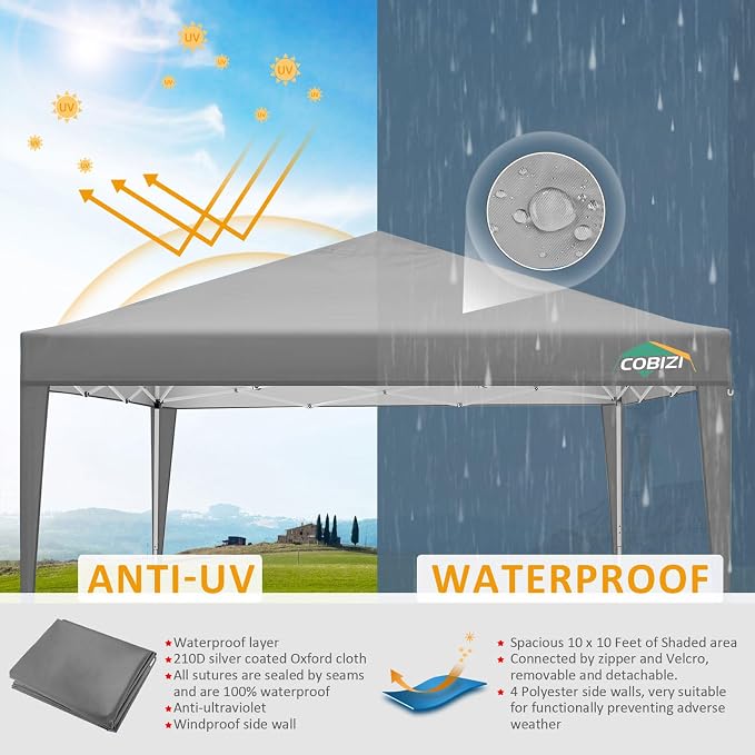 COBIZI 10x10 Pop Up Canopy Tent - Image 4
