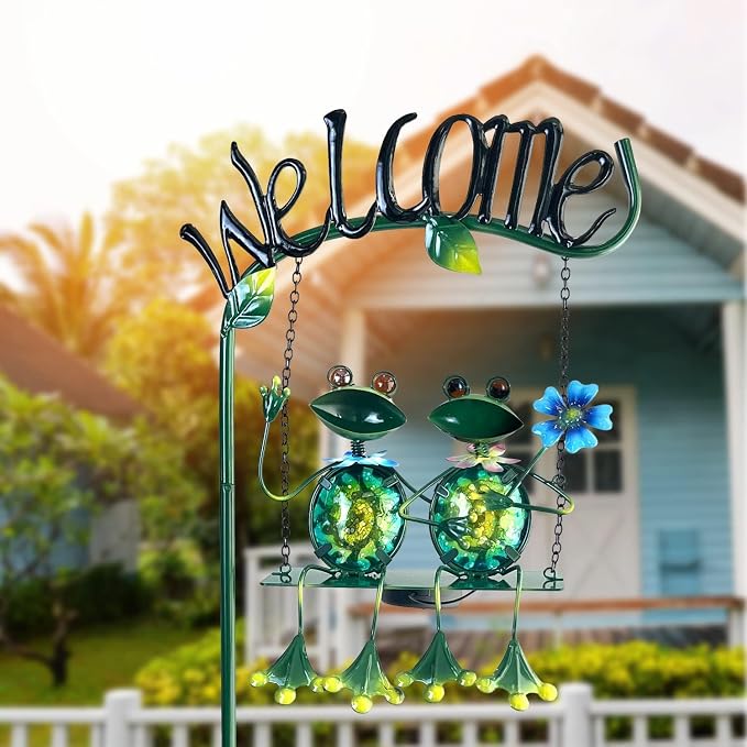 HONGLAND Solar Lights Outdoor Waterproof, Frog Swing Garden Decor, Frog - Image 5