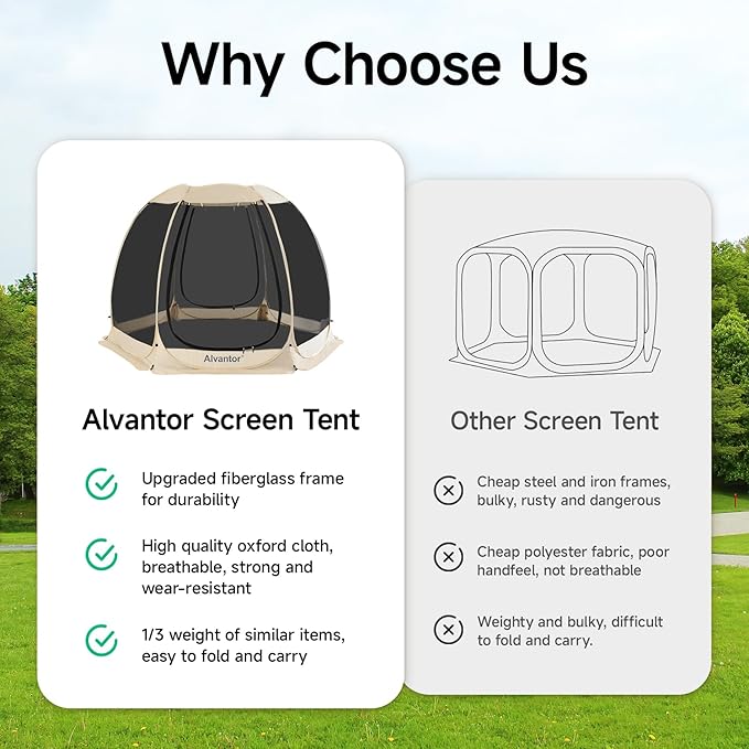 Alvantor® Screen House Gazebo, Pop Up Igloo Screened Canopy Tent - Image 2
