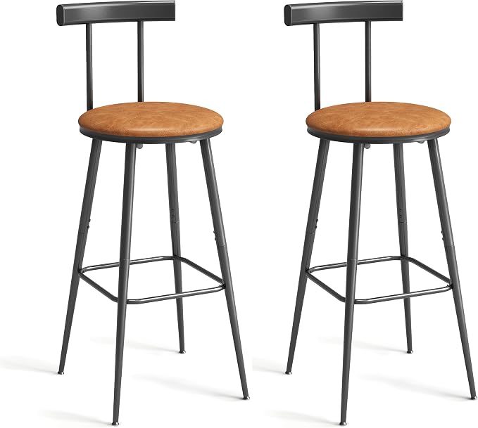 Bar Stools, Bar Chairs with Backrest and Footrest, Industrial Counter Stools by IRCPEN