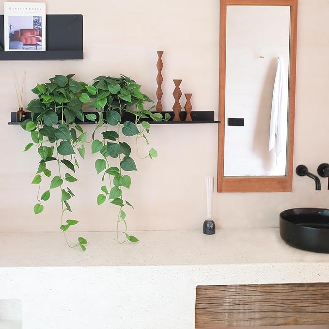 alyptus Fake Pothos Hanging Plants – 33" Set of 2 Faux Ivy Vines - Image 6