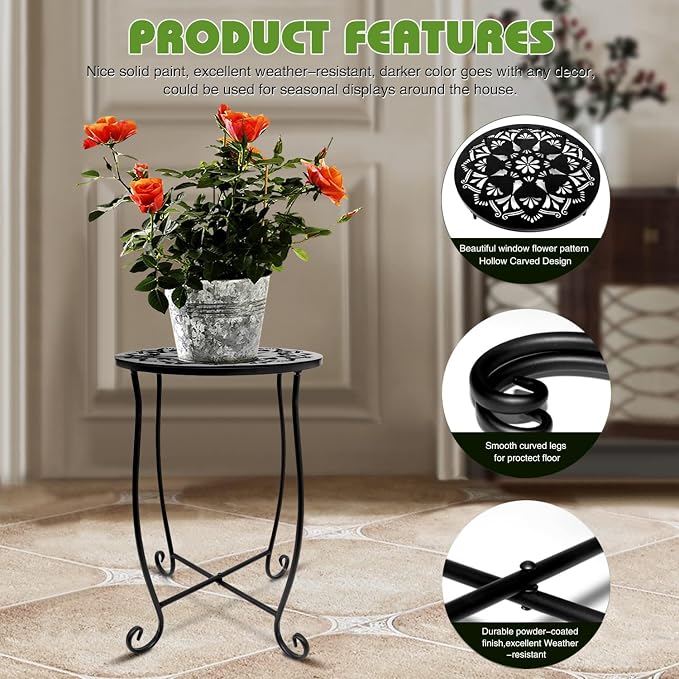 Fashion&cool Outdoor Side Tables, 2 Pack Patio Side Table, Weather Resistant - Image 4