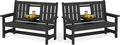 SERWALL Outdoor Bench with Cup Holder, All Weather Patio Benches with High by SERWALL