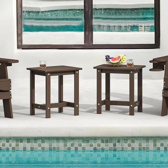 LUE BONA Outdoor Side Table Set of 2, HDPS Small Outdoor Table, Adirondack Side - Image 2