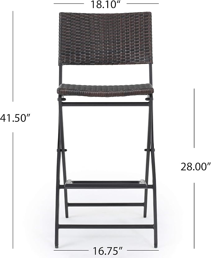 Christopher Knight Home Margarita Outdoor Wicker Barstools, 2-Pcs Set - Image 3