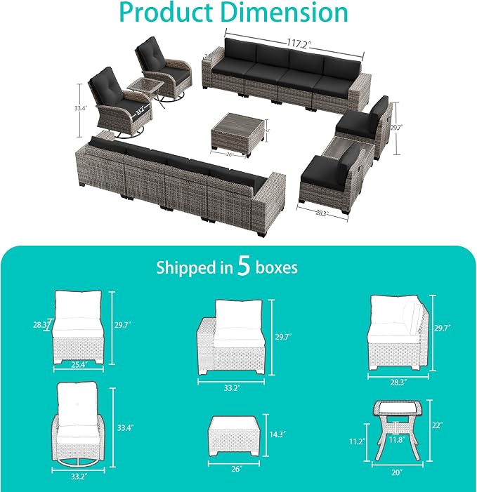 15-Piece Outdoor Patio Furniture Set - Image 4